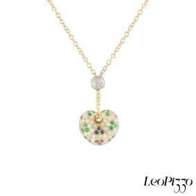 Leo Pizzo Yellow Gold Multi-Gemstone Heart Pendant
